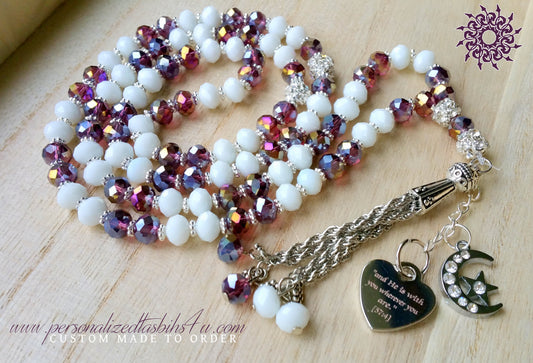 Purple & White-PersonalizedTasbihs4u