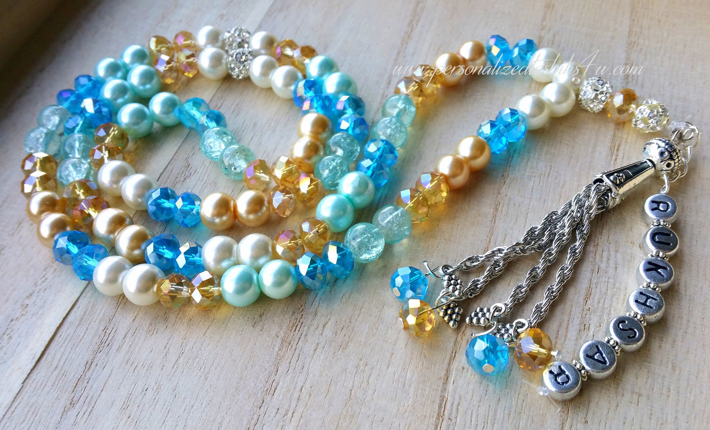 Pastel Blues & Gold-PersonalizedTasbihs4u