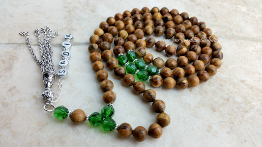 Oudh & Green Swarovski Crystals-PersonalizedTasbihs4u