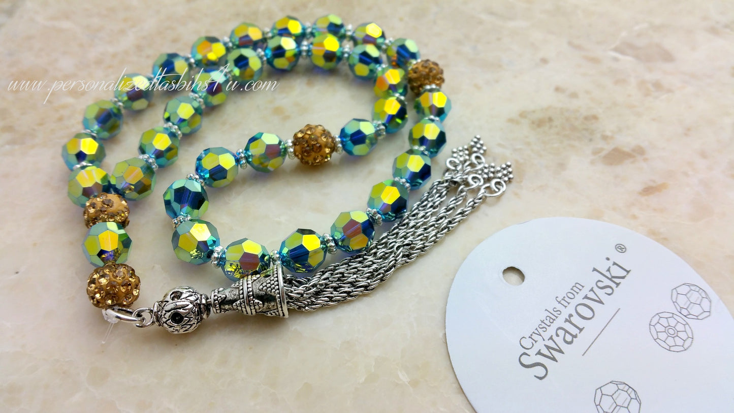 Green Sparkle Swarovski-PersonalizedTasbihs4u