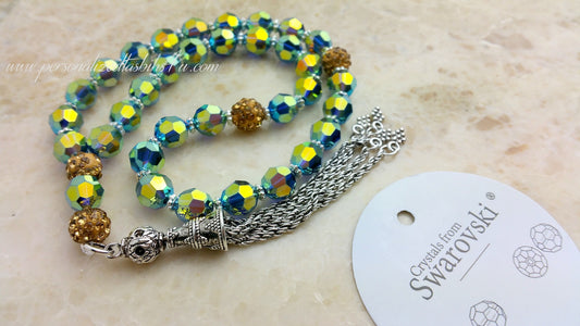 Green Sparkle Swarovski-PersonalizedTasbihs4u