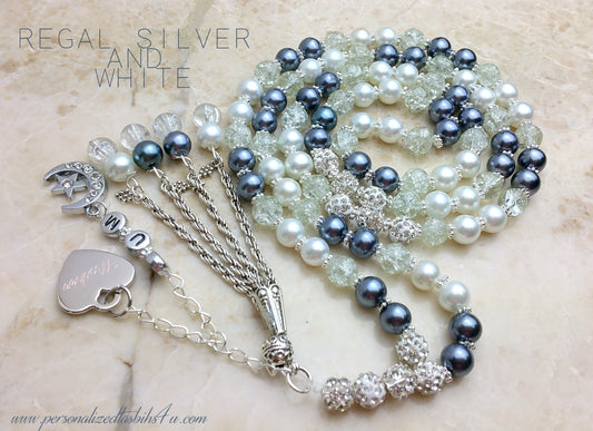 Regal Silver & White-PersonalizedTasbihs4u