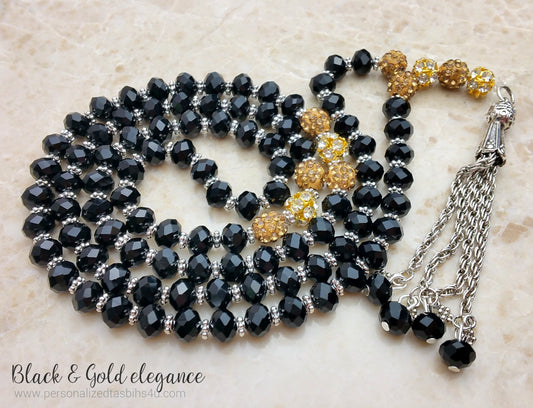 Black & Gold Elegance-PersonalizedTasbihs4u