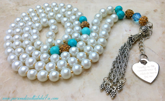 Turquoise & Gold-PersonalizedTasbihs4u