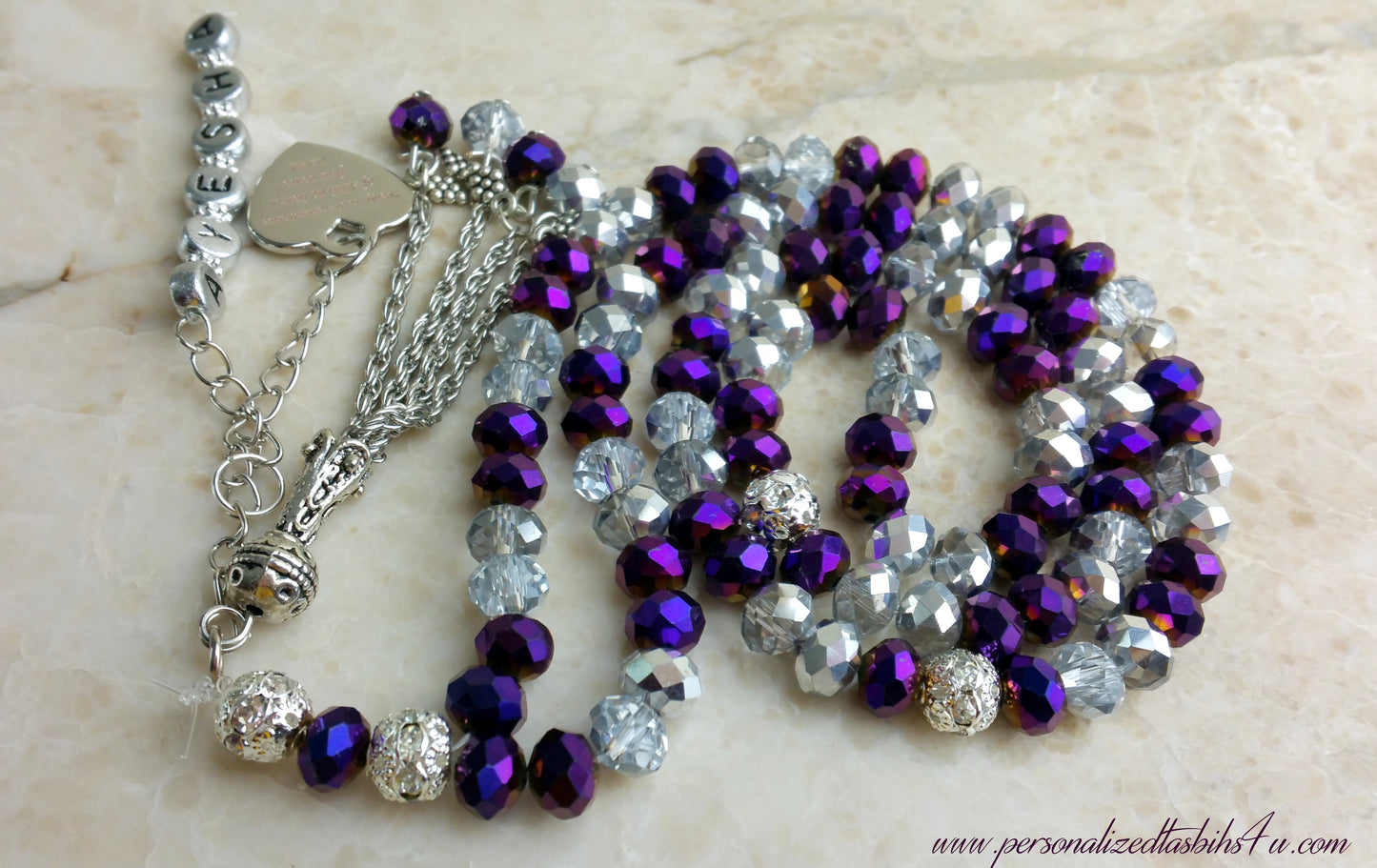 Metallic Purple & Silver-PersonalizedTasbihs4u