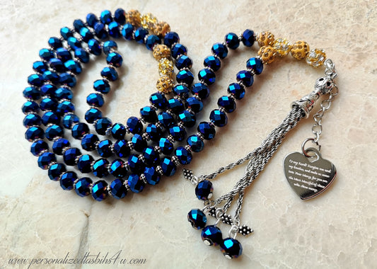 Metallic Blue & Gold Elegance-PersonalizedTasbihs4u