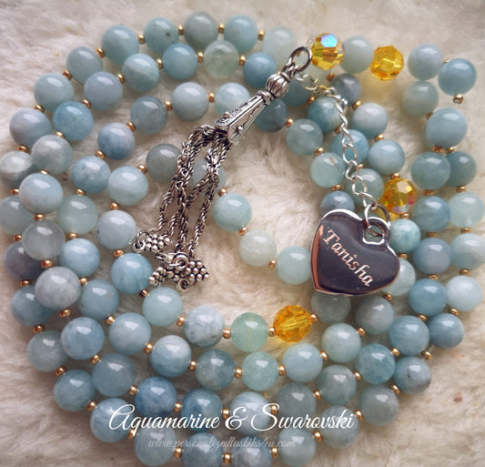 Aquamarine Gemstones with Swarovski