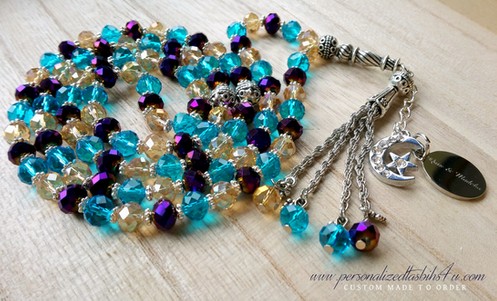 Sky Blue/Gold/Metallic Purples-PersonalizedTasbihs4u