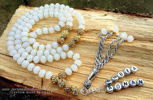 White & Gold Elegance-PersonalizedTasbihs4u