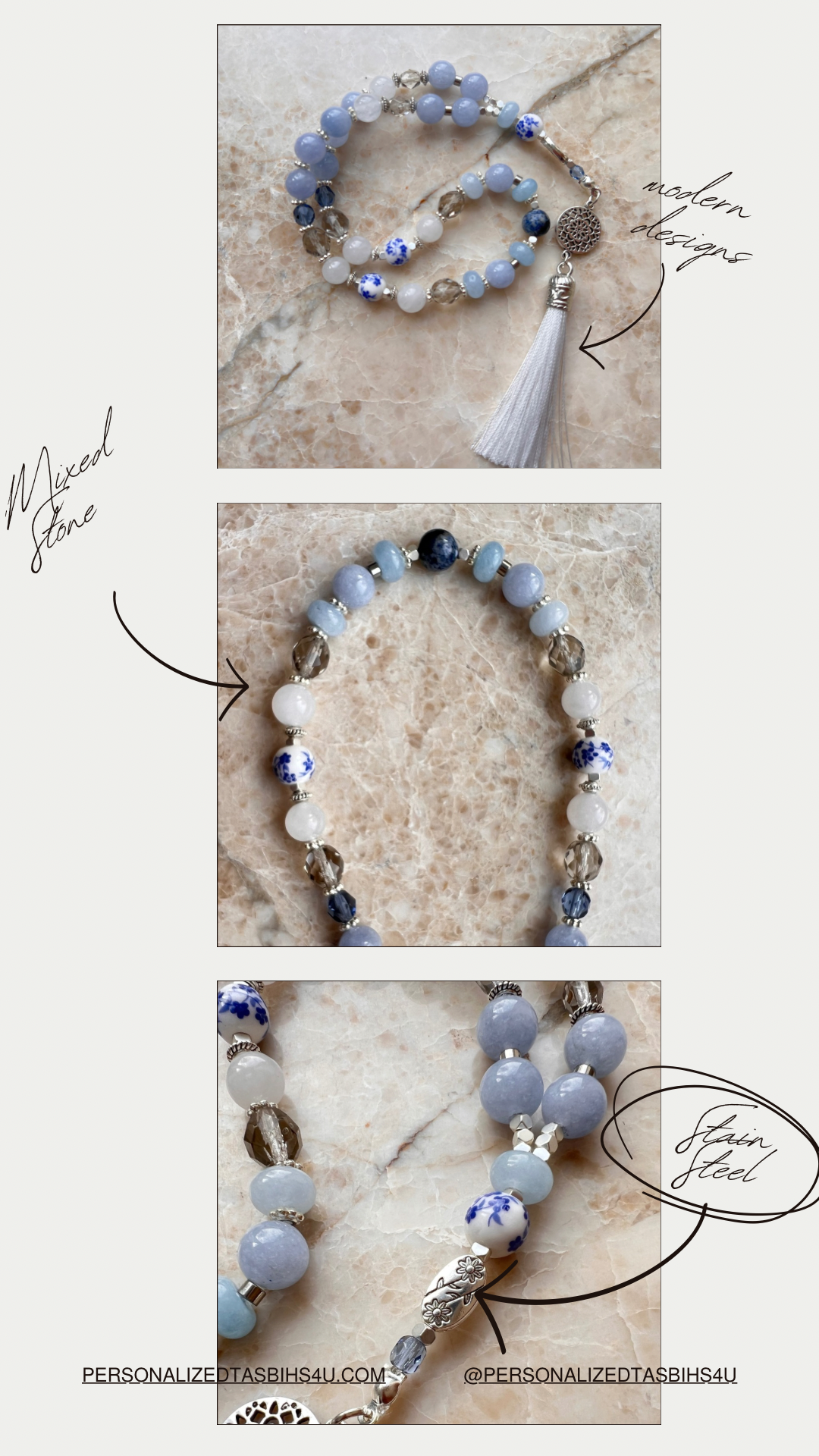 Blue & White Agate Tasbih