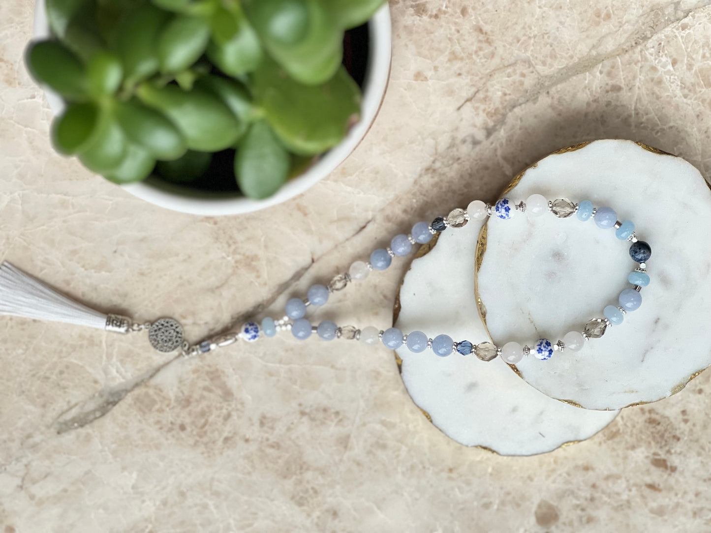 Blue & White Agate Tasbih