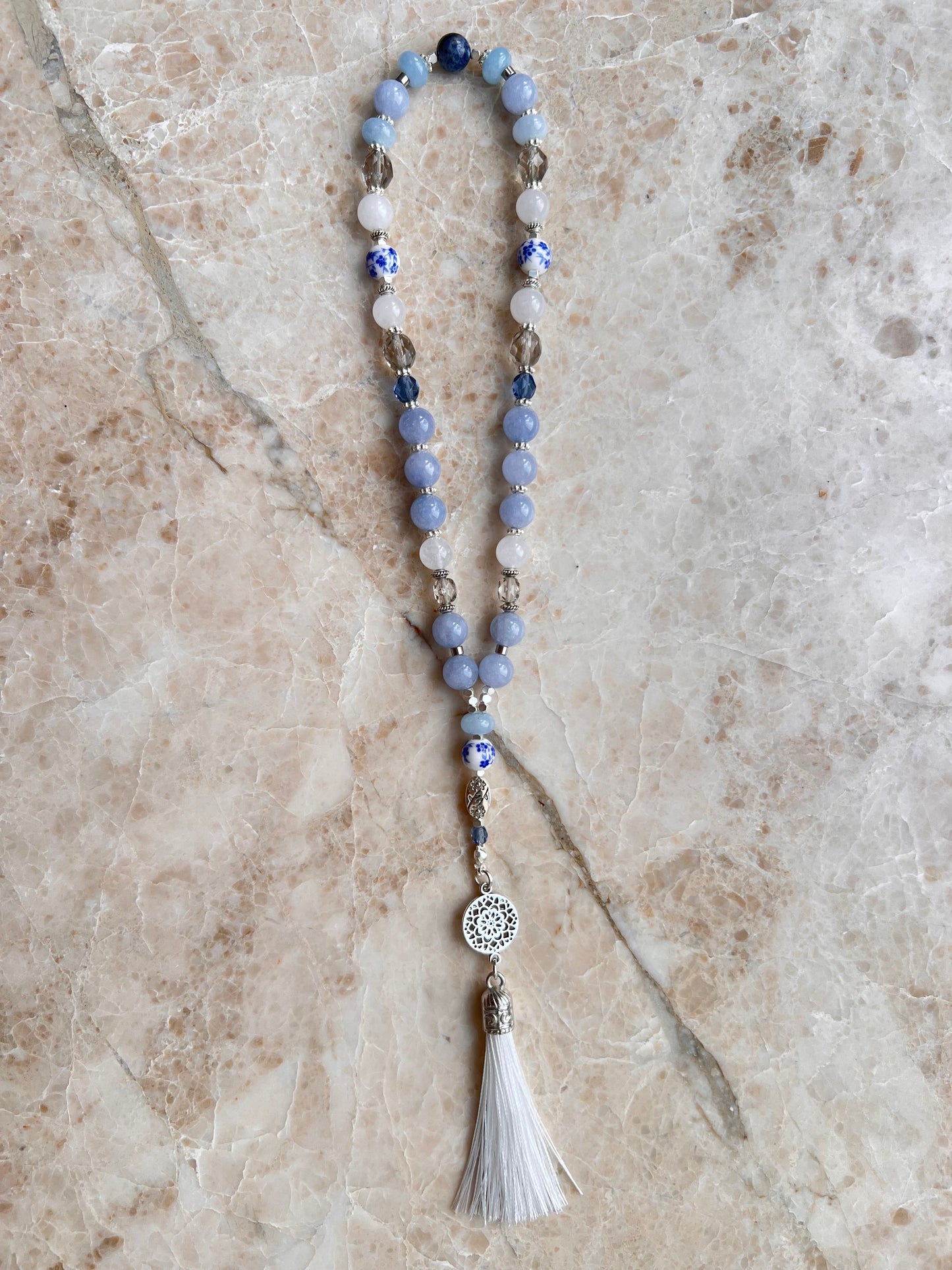 Blue & White Agate Tasbih