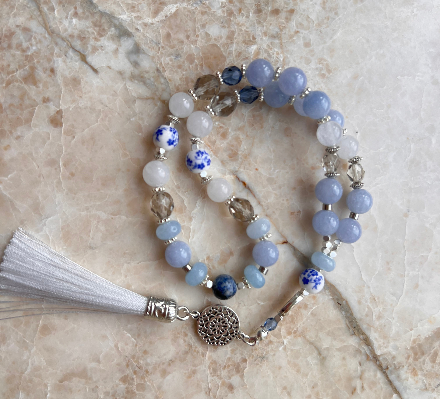 Blue & White Agate Tasbih