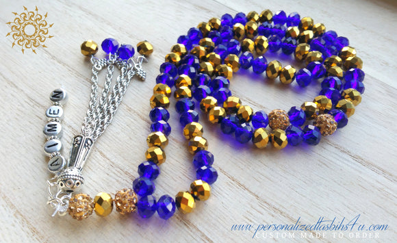 Metallic Gold & Blue-PersonalizedTasbihs4u