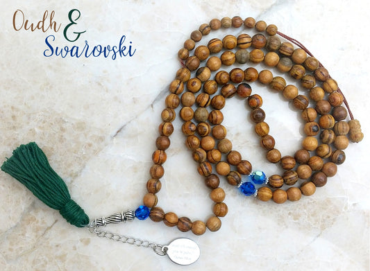 Oudh & Blue Swarovski Crystals-PersonalizedTasbihs4u