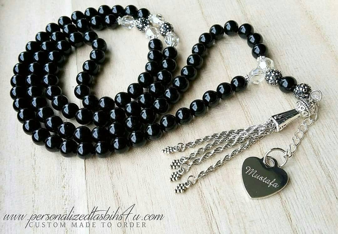 Black Onyx & Swarovski-PersonalizedTasbihs4u