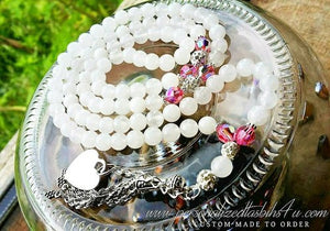 White Agate & Swarovski-PersonalizedTasbihs4u