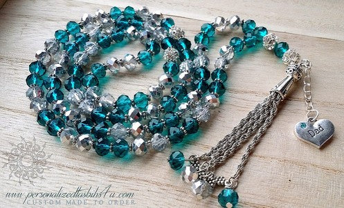 Turquoise & Silver-PersonalizedTasbihs4u
